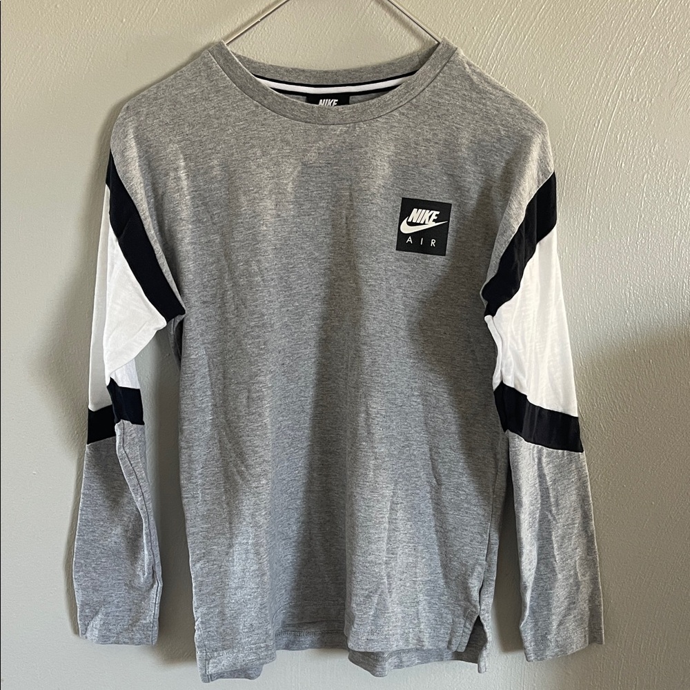 Nike Air Gray Black White Long Sleeve Logo Shirt Tee XL